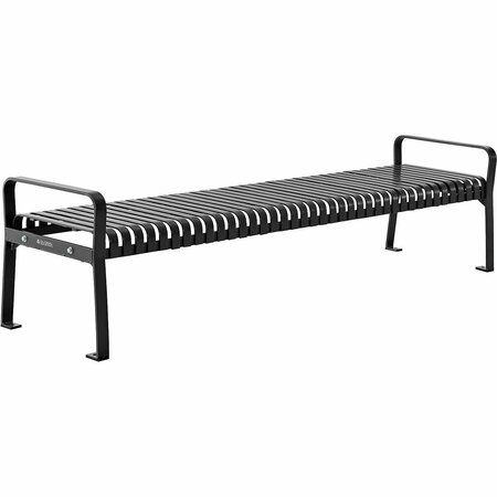 GLOBAL INDUSTRIAL 8ft Outdoor Bench, Backless, Vertical Steel Slat, Black 262114BKKD